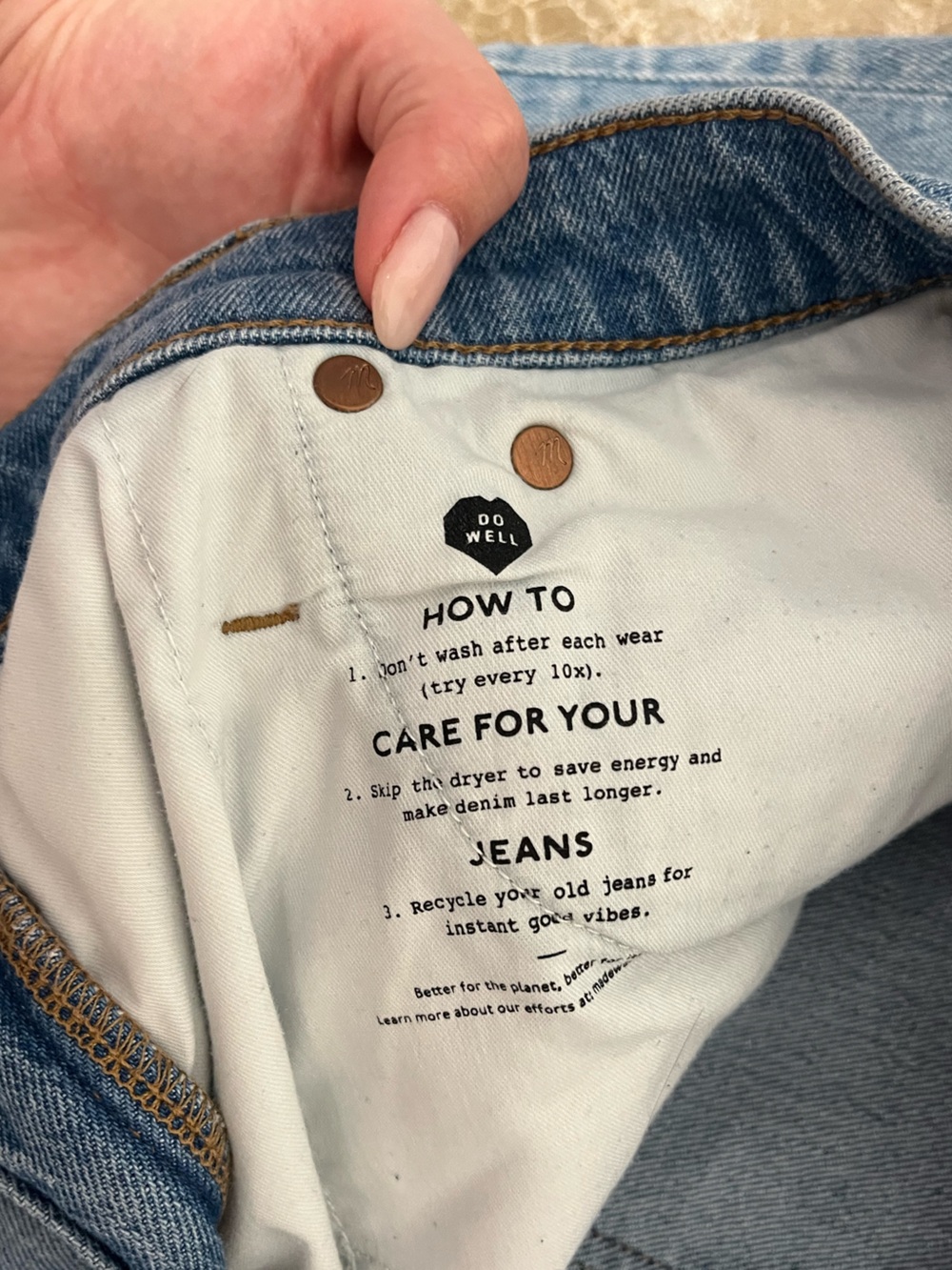 Madewell Washed Blue Straight-Leg Denim Jeans - Picture 5 of 6